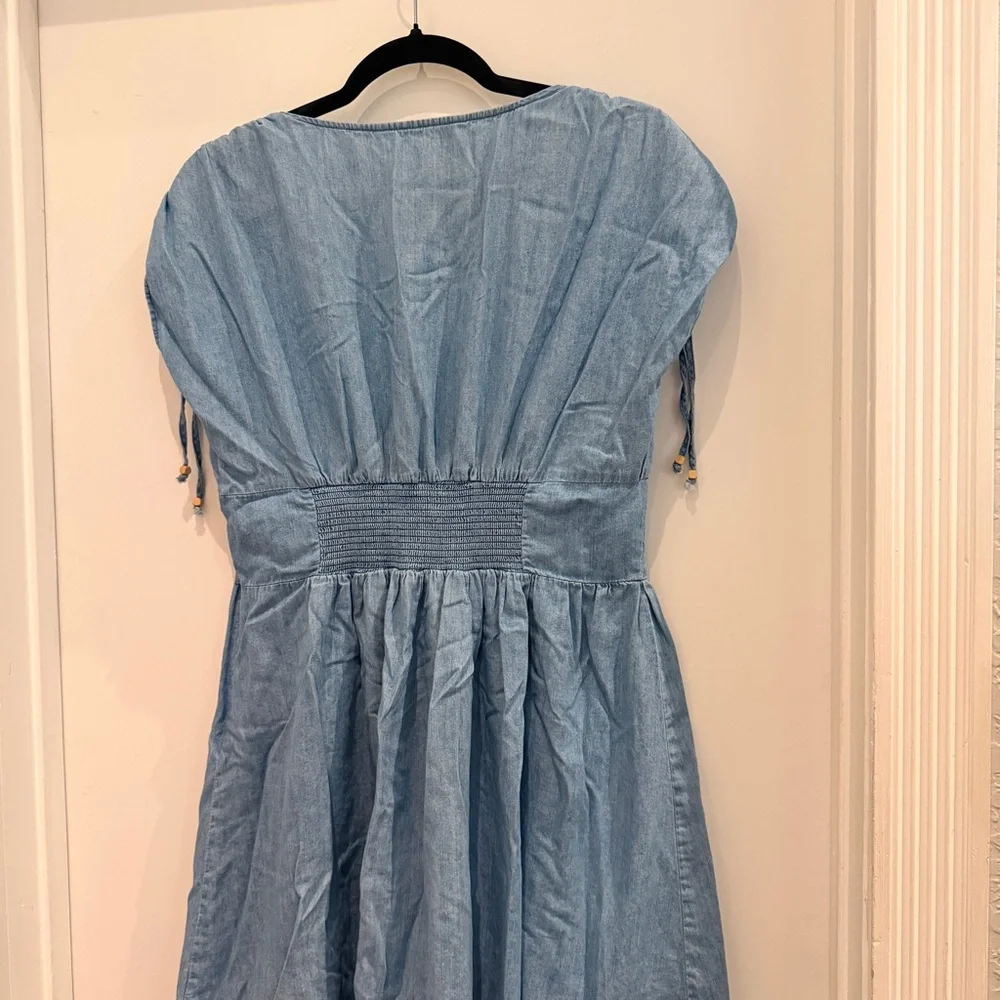 Light Denim Mini Dress with Button Front - Picture 6 of 6